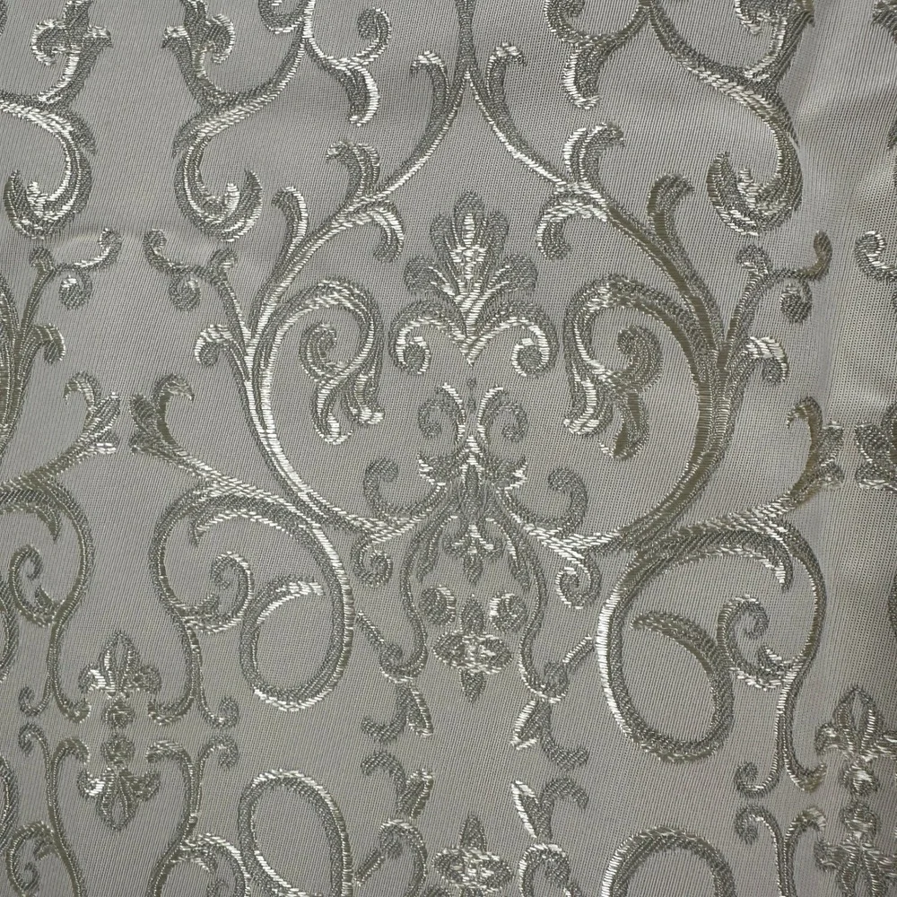 VTG Champagne Silver Damask Curtain Panel 52x86 Metallic Scroll Brocade USA Made